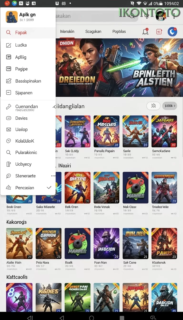 Cuplikan layar JV88 — menu navigasi
